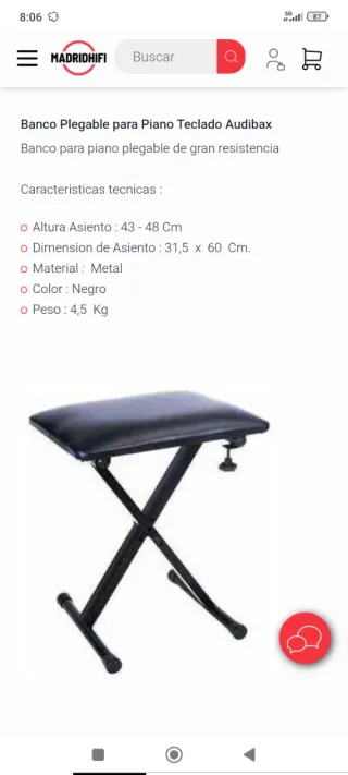 Banco Piano Audibax KB100B Negro nuevo