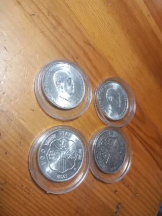4 Monedas 100 Pesetas Plata Franco
