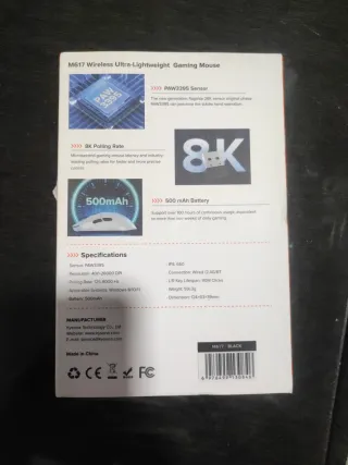 Ratón Kysona M617 Inalámbrico 8K Ultraligero