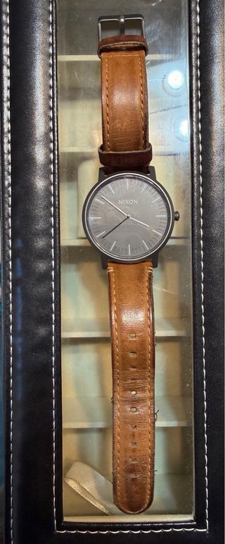 Reloj Nixon The Porter Leather Gris/Marrón