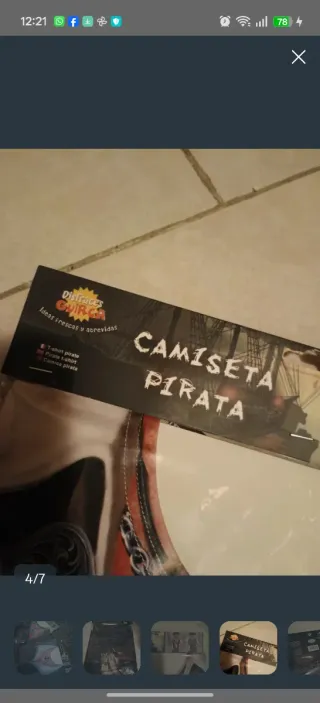 2 Camisetas Disfraz Pirata Hombre y Mujer