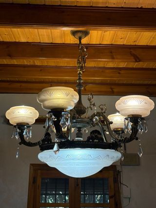 Lámpara de techo antigua cristal y metal