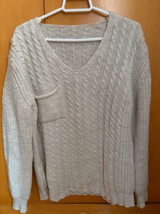 Jersey de punto trenzado beige