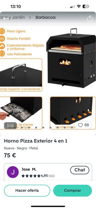 Horno Pizza Exterior 4 en 1
