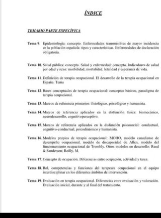 Temario oposiciones para terapeutas ocupacionales