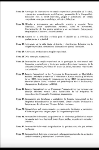 Temario oposiciones para terapeutas ocupacionales