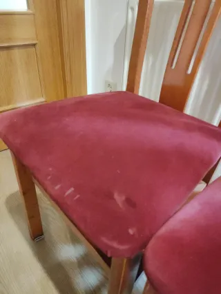 2 sillas vintage madera tapizadas rojo (restaurar)
