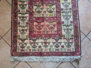 Tappeto decorativo kilim beige e rosso
