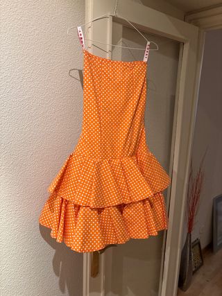 Vestido Flamenca Niña Lunares Naranja