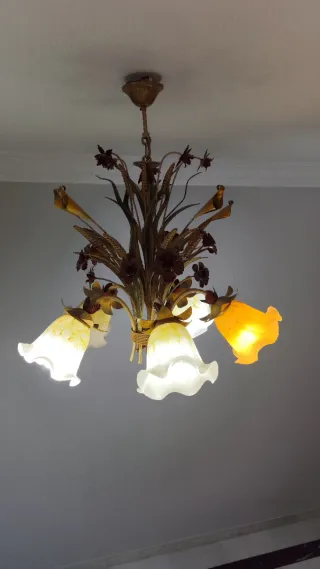 Lámpara Florentina Metal y Cristal