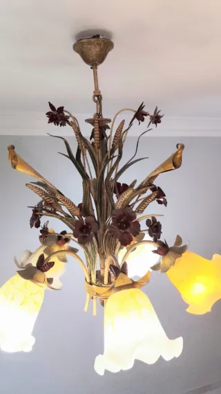 Lámpara Florentina Metal y Cristal