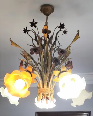 Lámpara Florentina Metal y Cristal