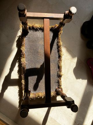 Taburete tapizado vintage madera