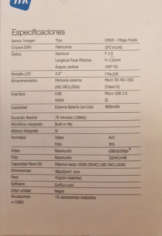 Cámara Deportiva NK Privilege