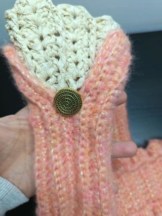 Set uncinetto sciarpa e polsini colore rosa salmon