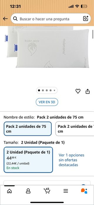 Almohadas viscoelásticas Aloe Vera