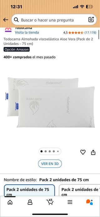 Almohadas viscoelásticas Aloe Vera