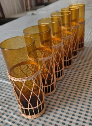 Conjunto vasos altos y cubitera vintage