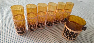 Conjunto vasos altos y cubitera vintage