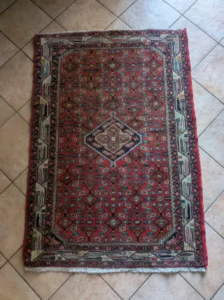 Tappeto lana rosso e multicolor