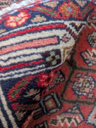 Tappeto lana rosso e multicolor