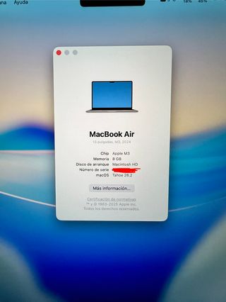 MacBook Air 13 M3 256GB/8GB como nuevo