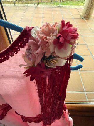 Vestido Flamenca Rosa con Flores