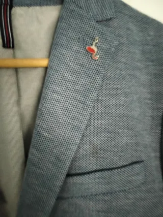 Blazer Zara Hombre Azul Gris