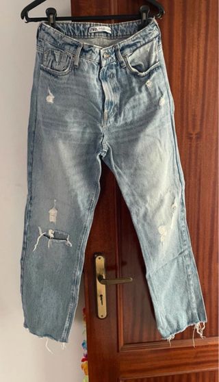 Calças Zara Rasgadas Azuis