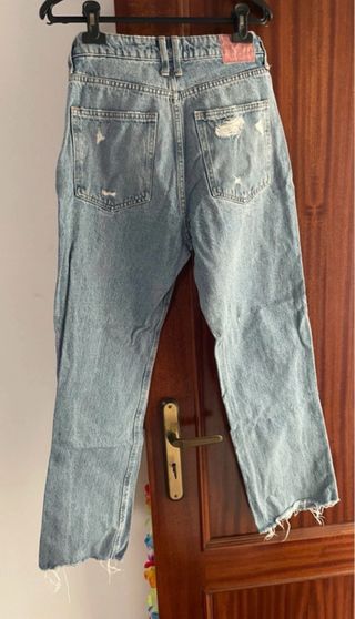 Calças Zara Rasgadas Azuis