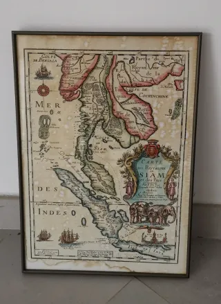 Mapa antiguo enmarcado. Medidas:30x43cm