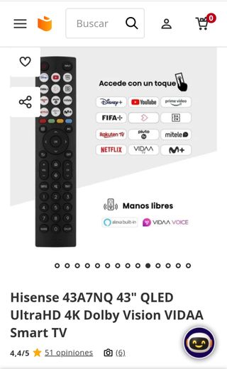 TV LED Hisense 43” 4K HDR – Modelo 43A6K