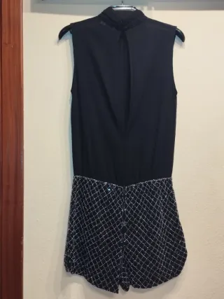 Mono corto pedrería negro y plata