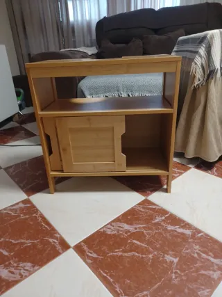 Mueble bajo de baño de bambú
