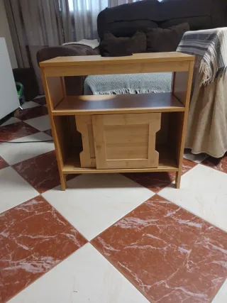 Mueble bajo de baño de bambú