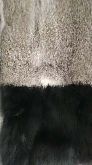 Chaleco Piel Conejo Gris y Negro