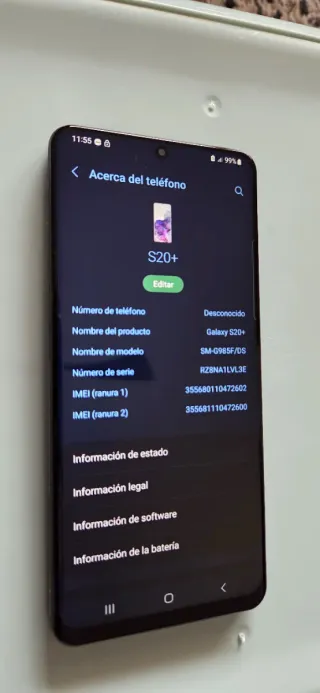 Samsung Galaxy S20+ leer