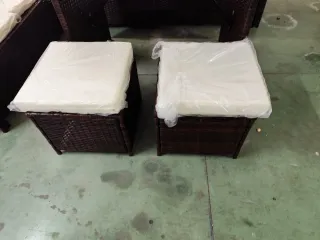 Conjunto Muebles Jardín Ratán Marrón y Cojines Bla