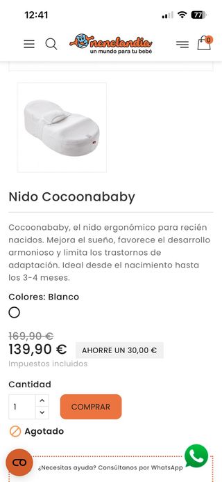 Nido Cocoonababy para recién nacidos