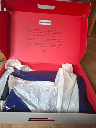 Botas Agua Hunter Mujer Azul Brillo Talla 39