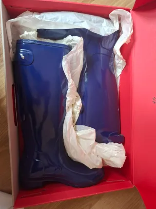 Botas Agua Hunter Mujer Azul Brillo Talla 39