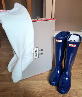 Botas Agua Hunter Mujer Azul Brillo Talla 39