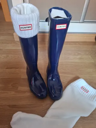 Botas Agua Hunter Mujer Azul Brillo Talla 39