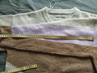 Jersey geométrico beige,lila y marrón