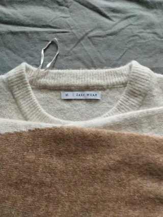 Jersey geométrico beige,lila y marrón