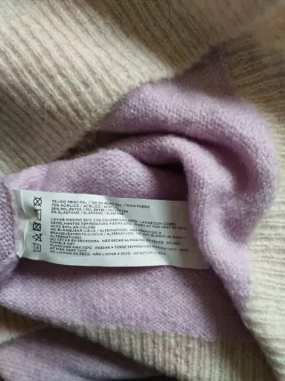 Jersey geométrico beige,lila y marrón