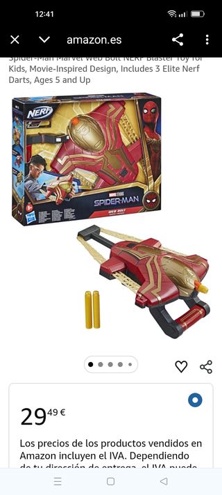 Pistola Nerf Spiderman