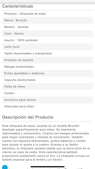 Chaqueta esquí Brunotti Jauletta 152cm