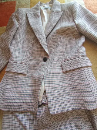 Traje de pantalón Mango gris cuadros