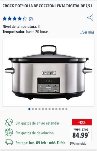 Olla Cocción Lenta Crock-Pot 7.5L Digital